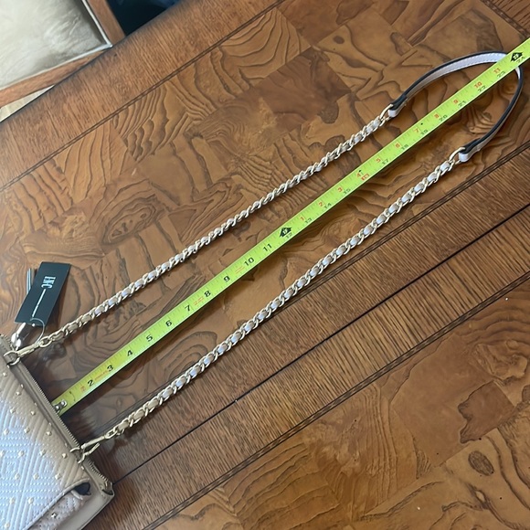 NEW INC Vachetta Crossbody Clutch Handbag Purse Tan wGold Accent Removable strap - Picture 12 of 17